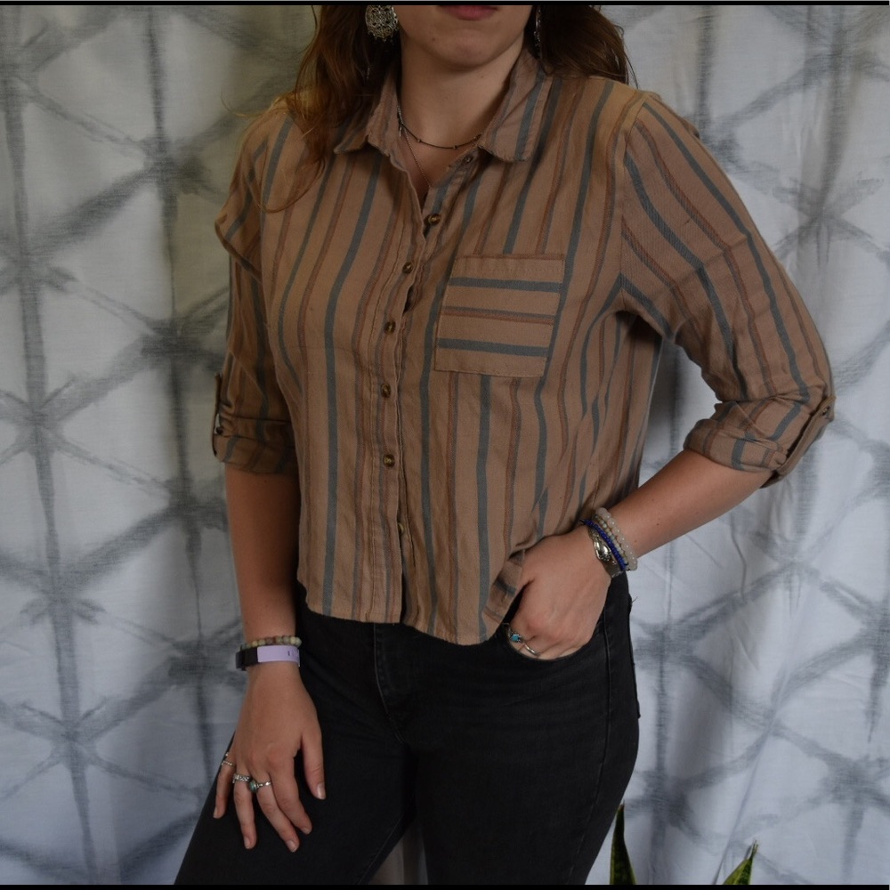 Brown Cropped Burton Up Striped